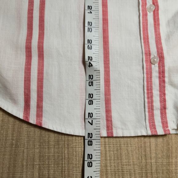 Good Threads Womens Striped Top Size Large White & Red Button Up Preppy Casual - Picture 8 of 13